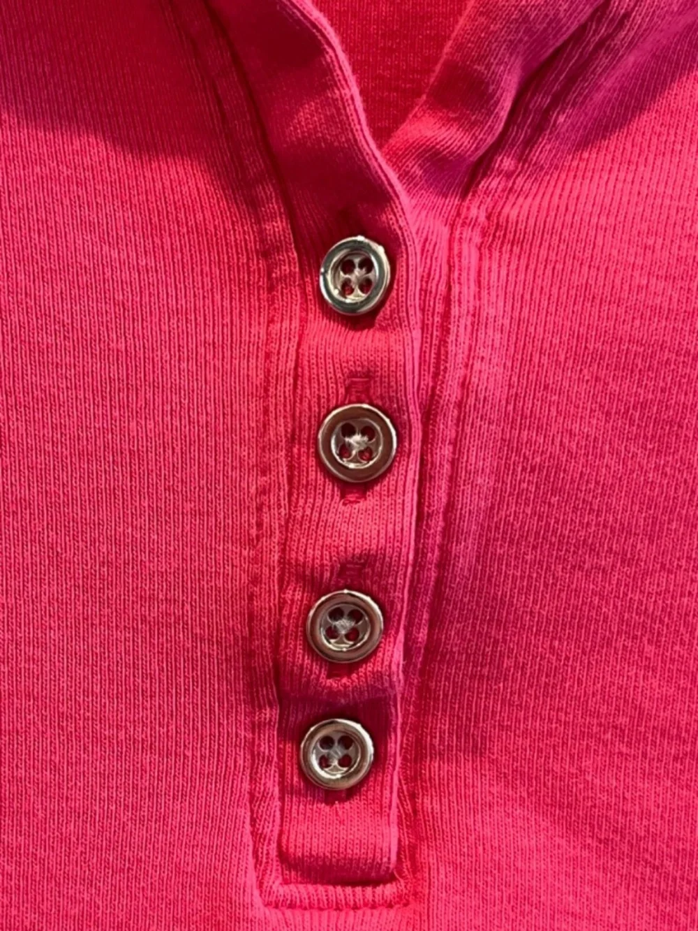 Karen Scott Women's Pink Short Sleeve Henley Top Size L